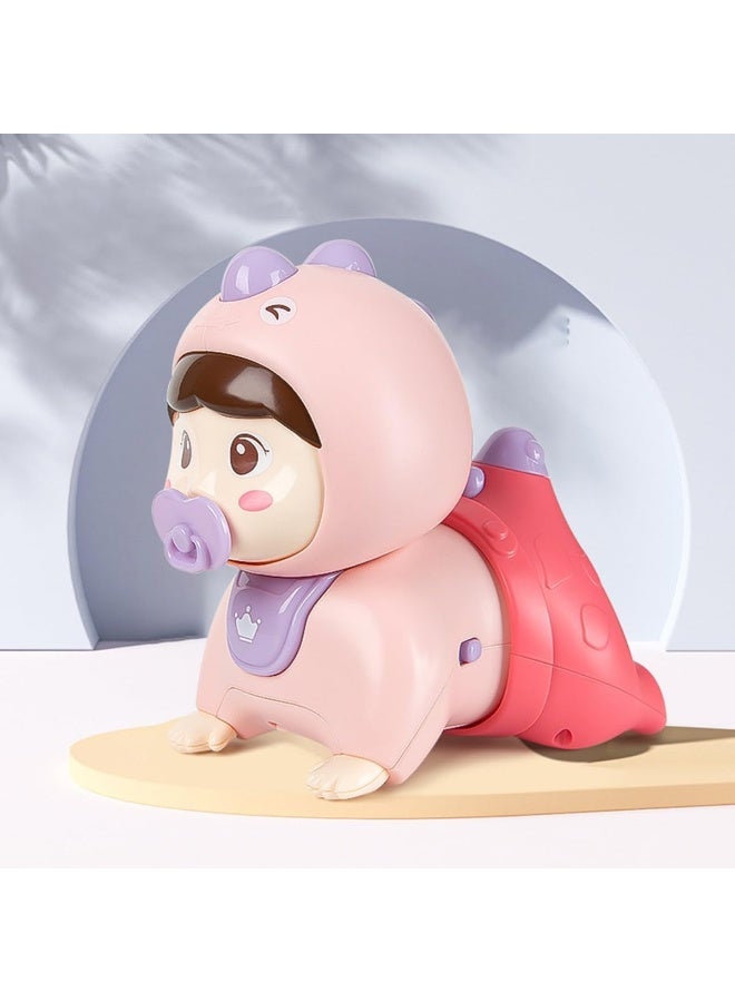 ECVV Baby Crawling Musical Toy Dinosaur Shape Sounds & Light Crawling Toys Tummy Time Learning Educational Toy for Toddlers (Pink) - Image 4