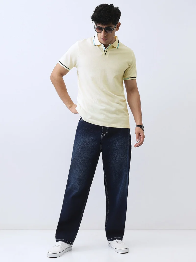 Urbano Fashion  Urbano Fashion Men's White Solid Regular Fit Half Sleeve Cotton Polo T-Shirt  | Best Price UAE