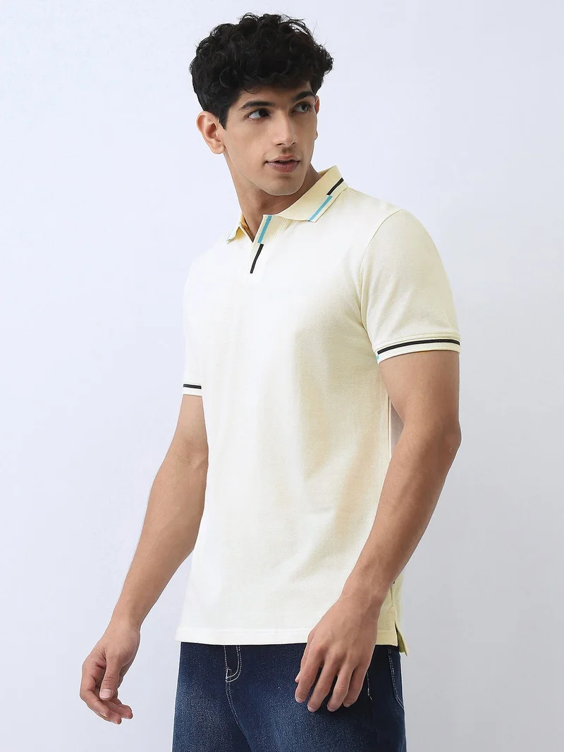 Urbano Fashion  Urbano Fashion Men's White Solid Regular Fit Half Sleeve Cotton Polo T-Shirt  | Best Price UAE