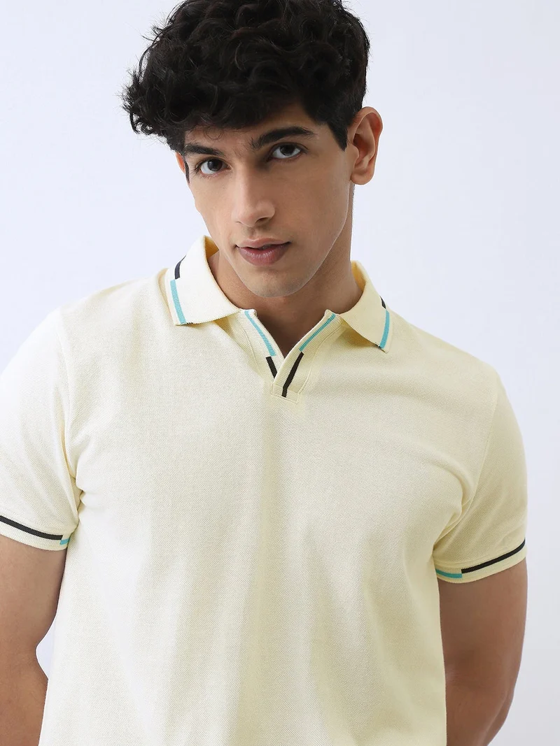 Urbano Fashion  Urbano Fashion Men's White Solid Regular Fit Half Sleeve Cotton Polo T-Shirt  | Best Price UAE