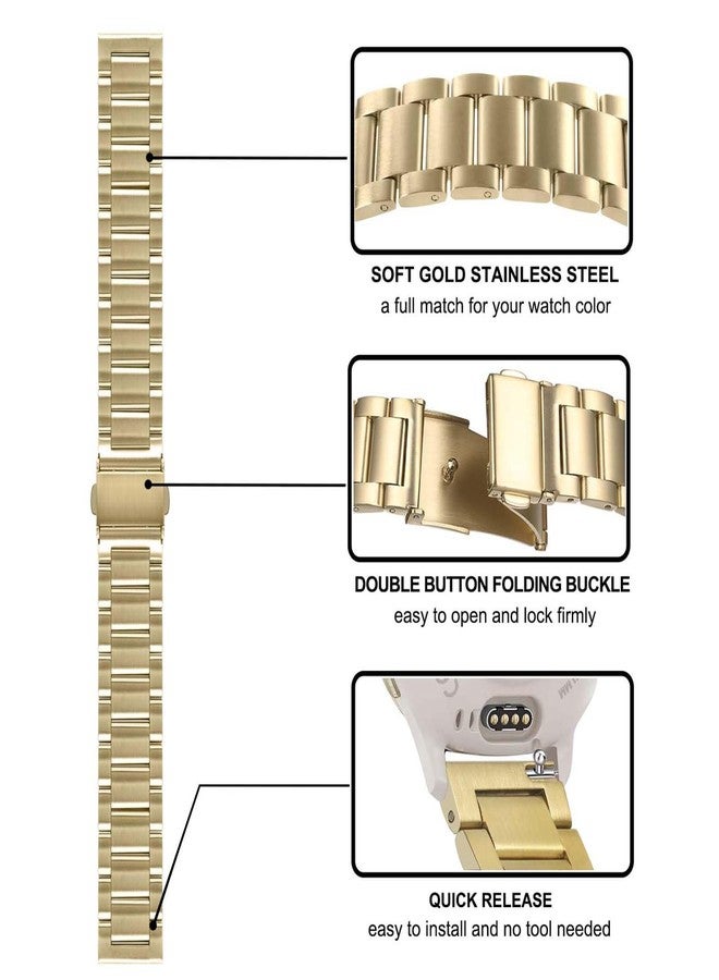 TRUMiRR Band Sets for Venu 3S / Venu 4 41mm Women Soft Gold Smart Watch, Stainless Steel Metal Watchband + Mesh Strap for Garmin Venu 2S / Forerunner 265S - Image 3