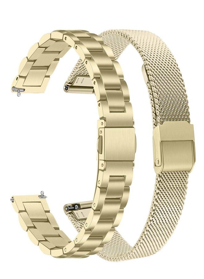 TRUMiRR Band Sets for Venu 3S / Venu 4 41mm Women Soft Gold Smart Watch, Stainless Steel Metal Watchband + Mesh Strap for Garmin Venu 2S / Forerunner 265S - Image 1