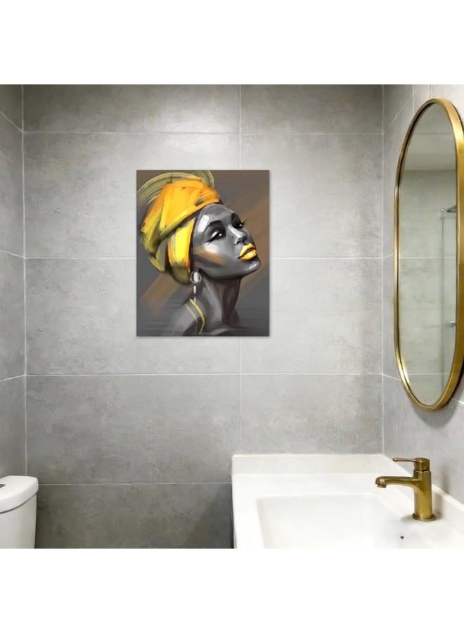 LB African American Women Canvas Wall Art Black Woman Yellow Hair Beauty Abstract Painting Canvas Prints Living Room Bedroom Bathroom Framed Home Decoration Ready to Hang,12x16 inch - Image 5