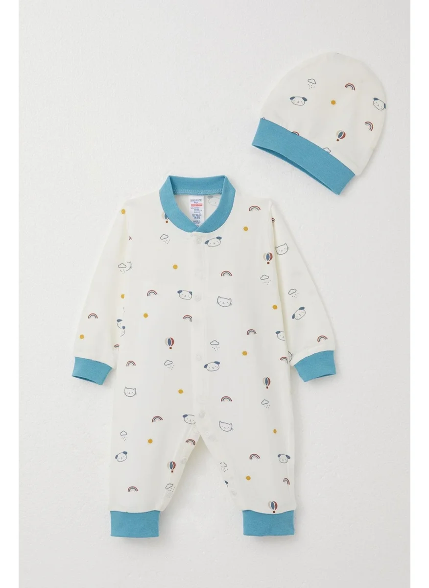 Breeze Baby Boy Jumpsuit Sky Themed Animal Pattern 0-6 Months, White