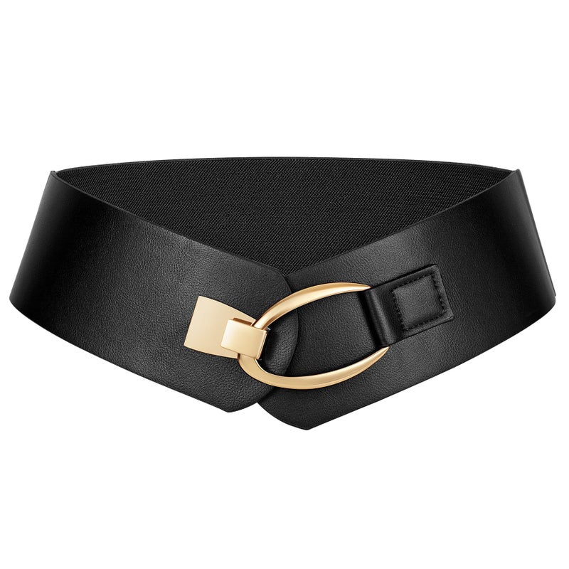 WERFORU Women Wide Elastic Belt Women Fashion Wide Belt with Gold Buckle Ladie Thick Waistbelt for Dresses - Image 1