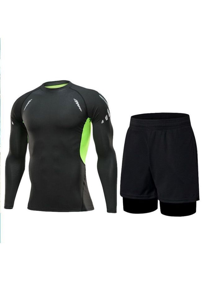 Generic - Swimwear Men's Anti-embarrassment Shorts Swimming Trunks Equipment Sunscreen Full Body Hot Spring Swimwear Men's Suit Summer-Color:Silk Green Long Sleeves + Double-layer Swimming Trunks -Size:M - Image 1