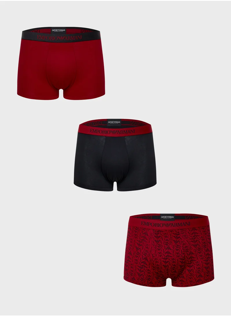 امبوريو ارماني 3 Pack Logo Band Trunks