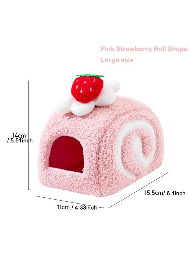 Generic Rat Hamster Warm Bed House, Swiss Roll Cute Shape, Small Animal Cage Accessories for Mini Small Animal Mice, Chinchillas, Dwraf Hamsters, Multiple (Pink Strawberry roll, Large)  - Image 2
