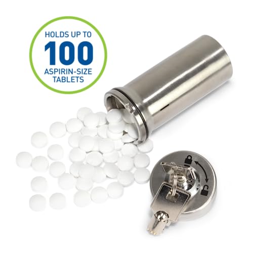 Ezy Dose Pill Box and Medicine, Vitamin Container, Safe for Money & Travel Items, Stainless Steel, 2 Keys with Lock - Image 2