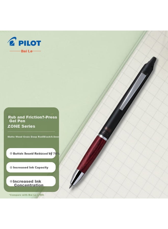 Pilot Frixion Clicker Retractable Erasable Gel Pen 0.5Mm Matte Wood Grain Deep Red/Black