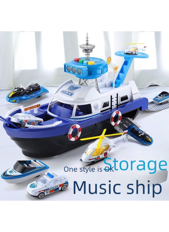 Generic - Tracked Boat Racing Car Toy Set Miniature Vehicles Ship Models Educational For 3-4 Years Old Boys-Color:Red (with 10 Alloy Cars) - Image 1