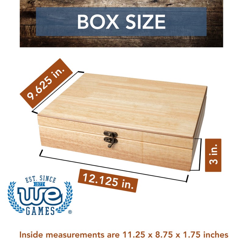 WE Games Old World Wooden Treasure Box with Brass Latch (Natural) - Image 4