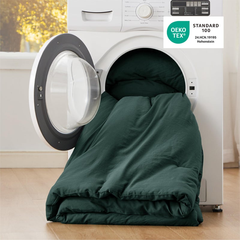 Bedsure California King Comforter Set, Forest Green Soft Prewashed Bedding for All Seasons, 3 Pieces GentleSoftâ„¢ Bed Set, 1 Lightweight Comforter (104"x96") and 2 Pillowcases (20"x36") - Image 5