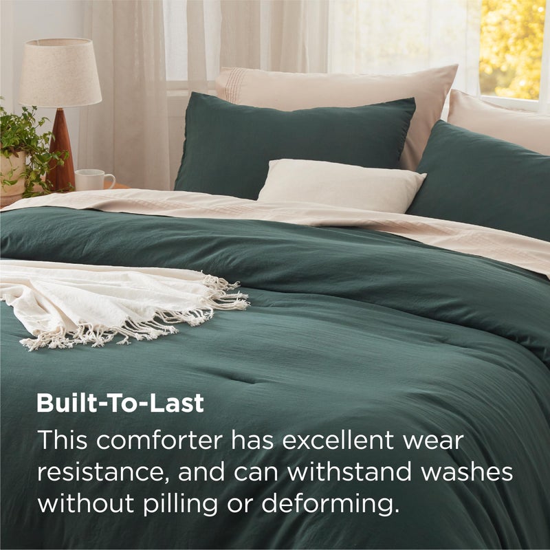Bedsure California King Comforter Set, Forest Green Soft Prewashed Bedding for All Seasons, 3 Pieces GentleSoftâ„¢ Bed Set, 1 Lightweight Comforter (104"x96") and 2 Pillowcases (20"x36") - Image 3