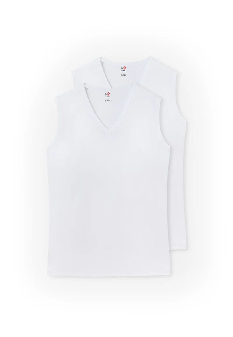 داجي عبوة من قطعتين قميص داخلي قطني بياقة على شكل