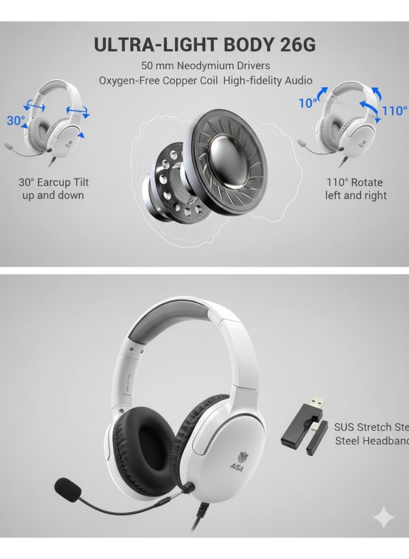 ASA Flight S Wireless Gaming Headset – 3-Mode Connectivity, 2.4GHz Low Latency, Bluetooth 5.3, Wired Mode, 7.1 Surround Sound, Detachable Noise-Canceling Microphone, 40-Hour Battery - Image 2