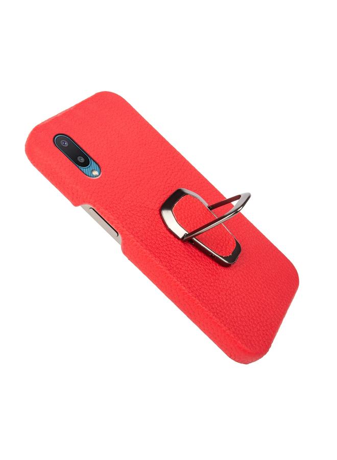 S-TOP Case For Samsung Galaxy A02 / M02 Ring Holder Litchi Texture Genuine Leather Phone Case - Image 4