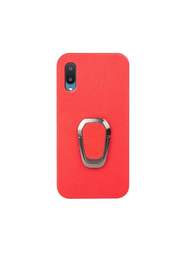 S-TOP Case For Samsung Galaxy A02 / M02 Ring Holder Litchi Texture Genuine Leather Phone Case - Image 2