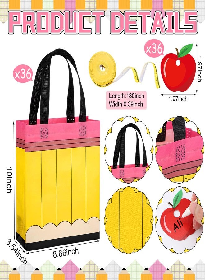 Wesnoy 36 Sets Back to School Gift Bags Pencil Student Teacher Gifts Bag First Day of School Composition Notebook Classroom Decor for Kindergarten Preschool Welcome Back Party Favors - Image 2
