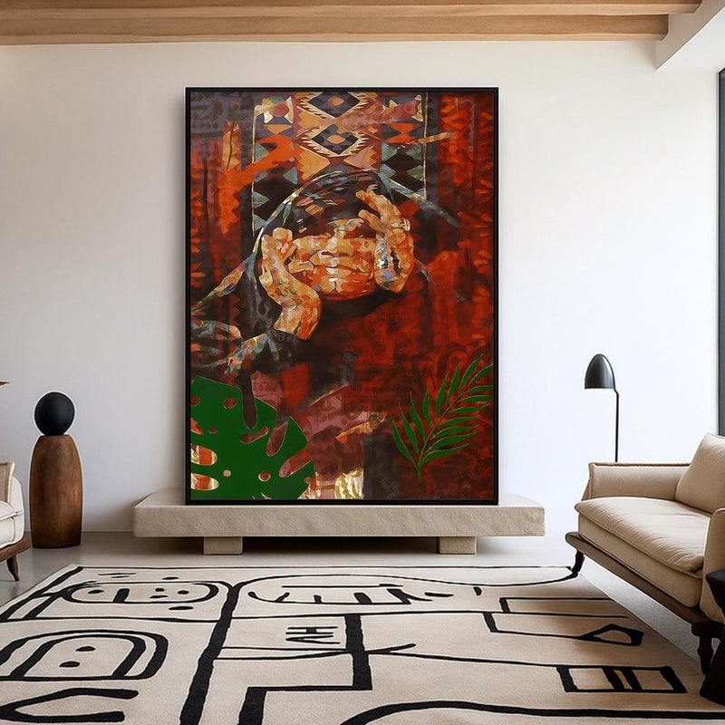 ماركتنا لوحة قماشية بتصميم الفن النجدي مع برواز مجوف مقاس (40×60) قطعة واحدة - Image 2