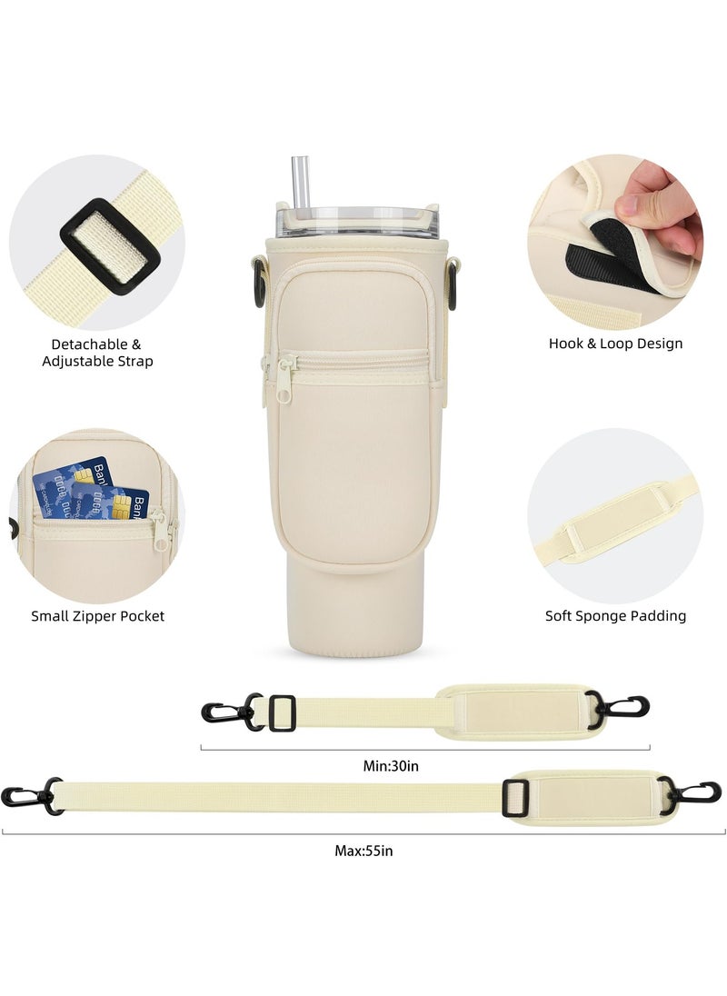 Generic - Water Bottle Carrier Bag for Stanley 40oz Tumbler with Phone Pocket  Water Bottle Holder Pouch with Adjustable Shoulder Strap and Carabiner Stanley Cup Accessories for Hiking Travelling Camping - Image 1