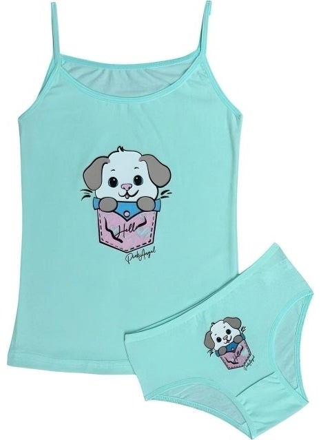 Mrr Majestic Girl's Rope Suspender Undershirt and Panties Set (dog coming out of pocket)  - Image 3