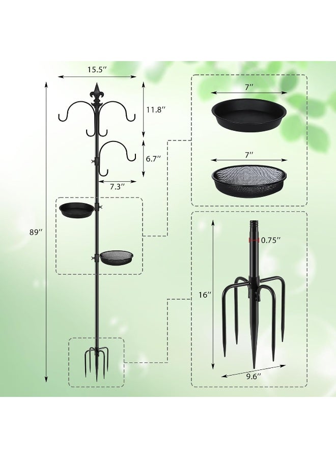 Generic Feed Garden  Premium Bird Feeding Station Kit, 92 Inch Bird Feeder Pole, Multi Feeder Hanging Kit For Bird Watching, Bird Bath Bird Feeder Planter Hanger Bird Feeders Stand  - Image 2
