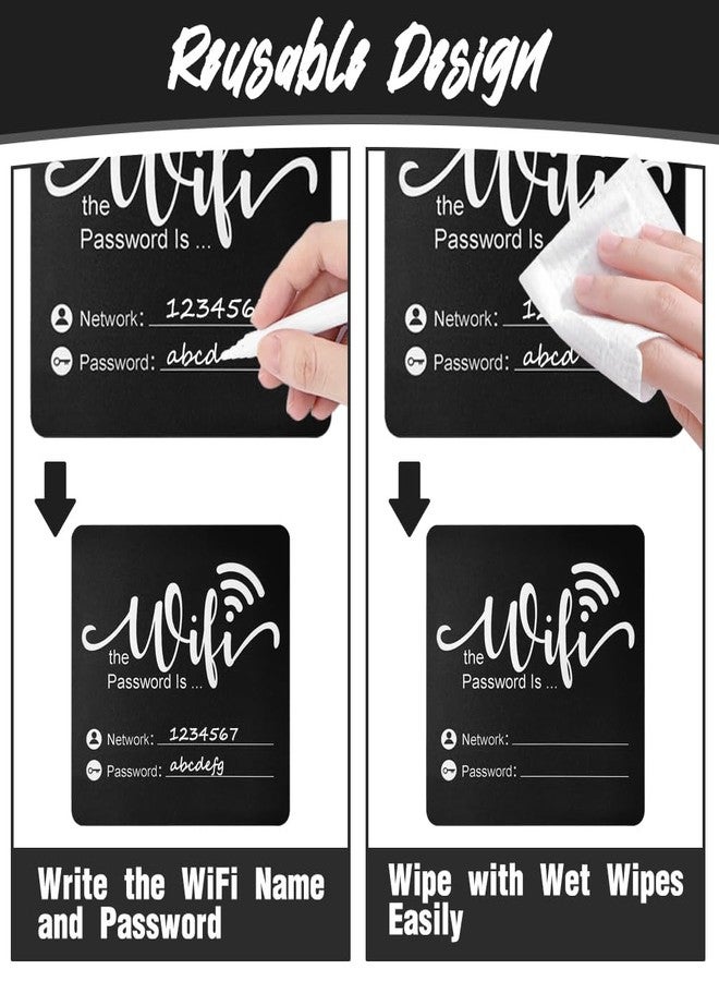 Fosinz Wifi Password Sign Wooden WiFi Sign Wireless Network Sign Table Chalkboard for Restaurant Supermarket Office Home Bar Coffee (6.1"HX5.9"W Black2) - Image 2