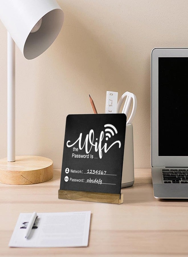 Fosinz Wifi Password Sign Wooden WiFi Sign Wireless Network Sign Table Chalkboard for Restaurant Supermarket Office Home Bar Coffee (6.1"HX5.9"W Black2) - Image 5