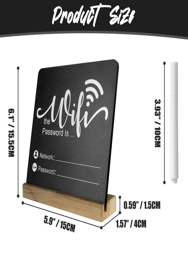 Fosinz Wifi Password Sign Wooden WiFi Sign Wireless Network Sign Table Chalkboard for Restaurant Supermarket Office Home Bar Coffee (6.1"HX5.9"W Black2) - Image 3