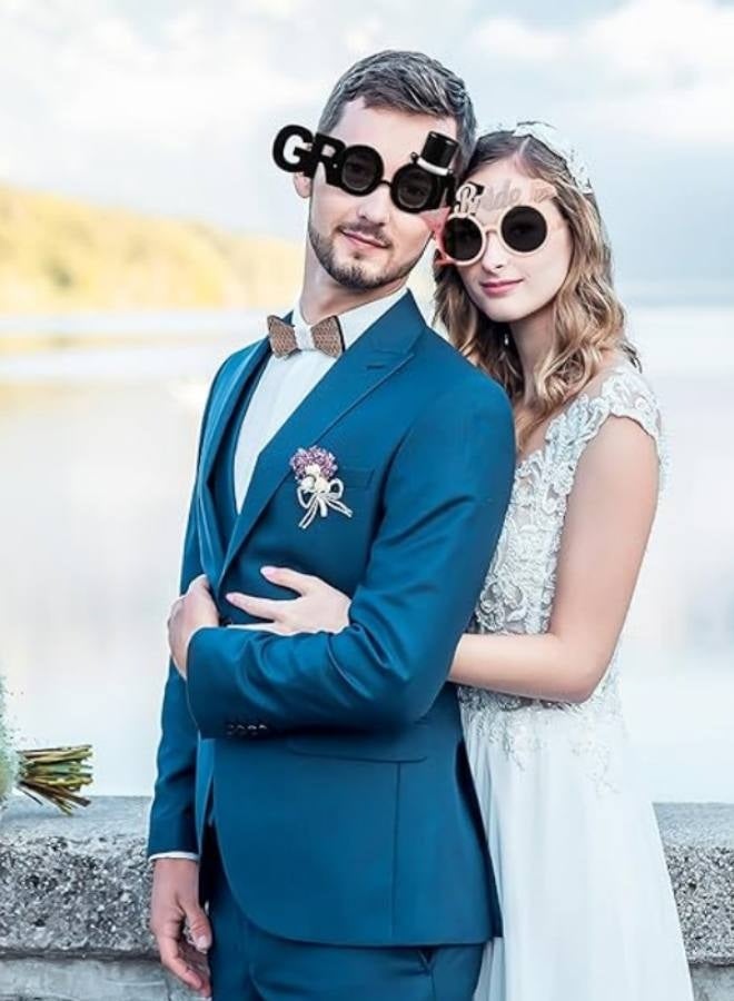 Bride and Groom Sunglasses 2Pcs Bridal Shower Eyewear, Party Eyeglasses Photo Props Night Bridal Eyeglasses Wedding Hen Party Favors - Image 5