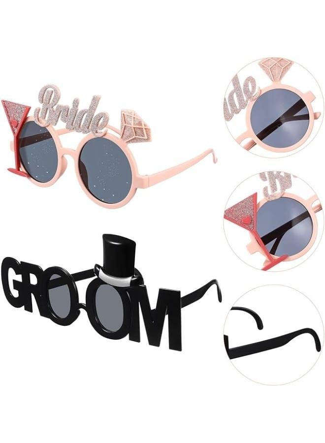 نظارات العروس والعريس 2 قطعة لحفلة ما قبل الزفاف، نظارات للحفلات، إكسسوارات تصوير للزفاف، نظارات ليلية للعروس، هدايا لحفلة العزوبية - Image 4