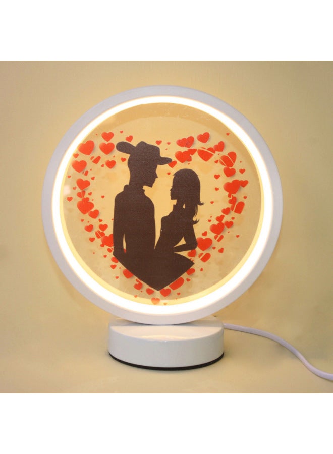 Nordic Creative Ring Led Lamp Stepless Dimming Night Light Energy-saving Eye Protection Dormitory Fill Light Diy Handmade-Specification:20cm-white Circle-couple-[usb Interface] Three-color Infinitely Dimmable [mild Model]  - Image 1