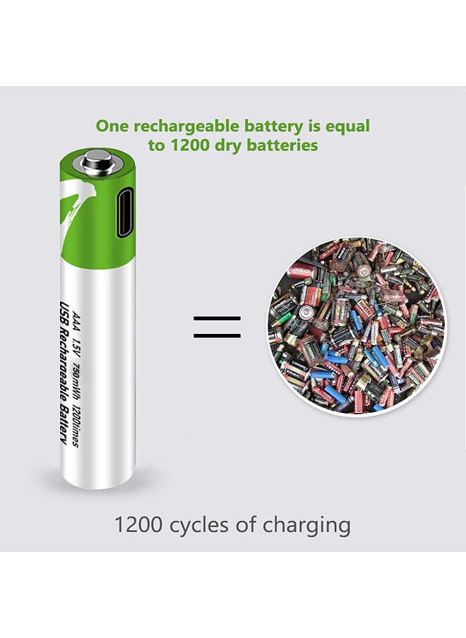 Generic - Type-C Port Rechargeable AAA Lithium Battery 1.5V Battery 750mWh High Capacity Constant Voltage Quick Recharge Environmental Friendly Utility Reusable Battery for Password Lock - Image 1