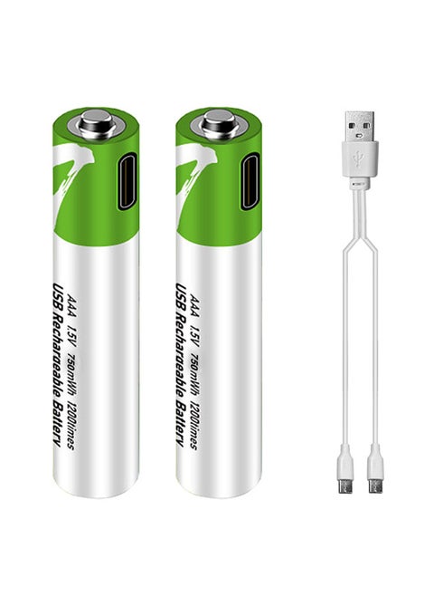Type-C Port Rechargeable AAA Lithium Battery 1.5V Battery 750mWh High Capacity Constant Voltage Quick Recharge Environmental Friendly Utility Reusable Battery for Password Lock