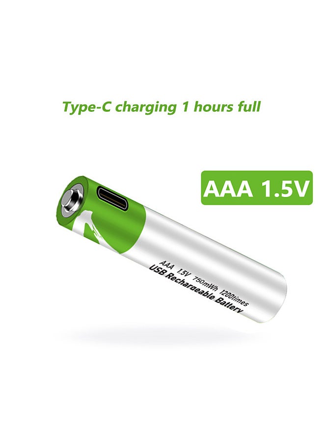 Generic - Type-C Port Rechargeable AAA Lithium Battery 1.5V Battery 750mWh High Capacity Constant Voltage Quick Recharge Environmental Friendly Utility Reusable Battery for Password Lock - Image 1