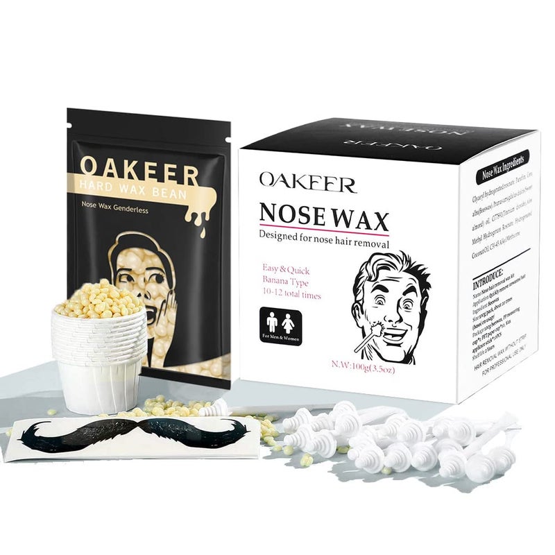 Oakeer Nose Hair Remover Kit with 30 Wax Sticks for Men and Women - 100g Nose Wax for At-Home Hair Removal - Image 1