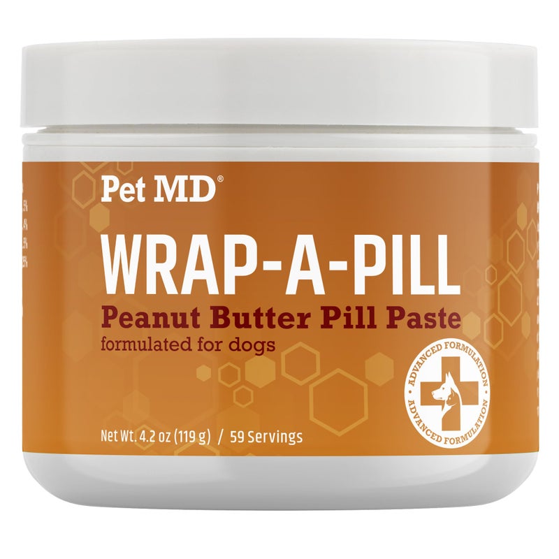Pet MD Wrap A Pill Peanut Butter Flavored Pill Paste for Dogs - Make a Pocket to Hide Pills and Medication for Pets - 59 Servings - Image 1