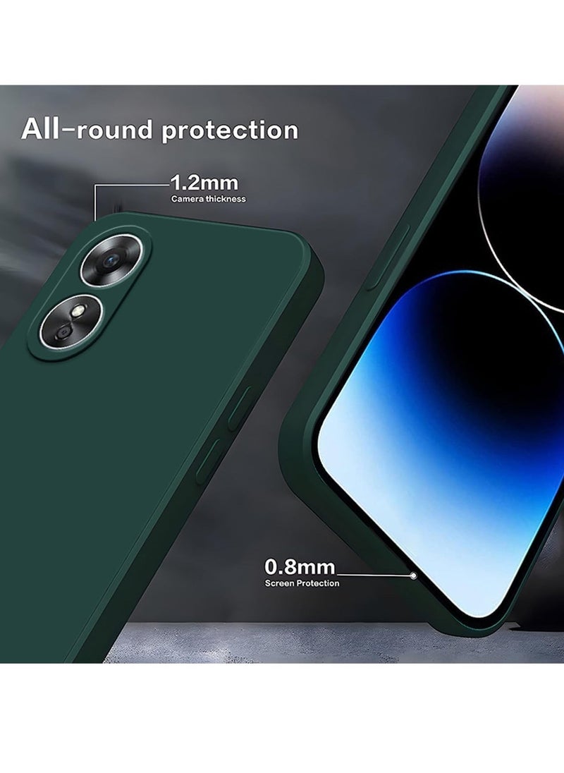 Raxoom Oppo A58 4G Green Silicone Case – Liquid Gel Rubber Bumper with Soft Microfiber Lining, Slim Shockproof Hard Shell - Image 4