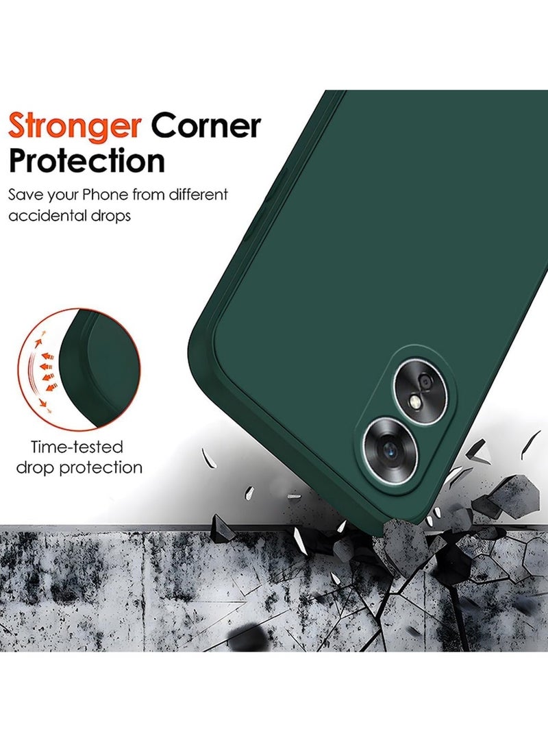 Raxoom Oppo A58 4G Green Silicone Case – Liquid Gel Rubber Bumper with Soft Microfiber Lining, Slim Shockproof Hard Shell - Image 5