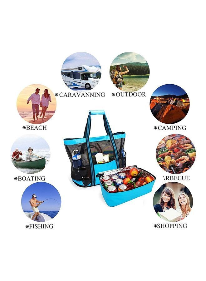 NIBEMINENT Mesh Beach Picnic Tote With Insulated Cooler Bag - Image 3