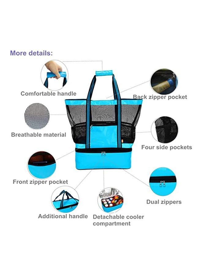 NIBEMINENT Mesh Beach Picnic Tote With Insulated Cooler Bag - Image 4