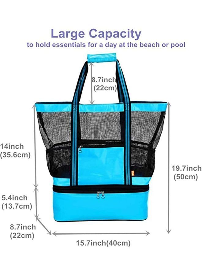 NIBEMINENT Mesh Beach Picnic Tote With Insulated Cooler Bag - Image 2