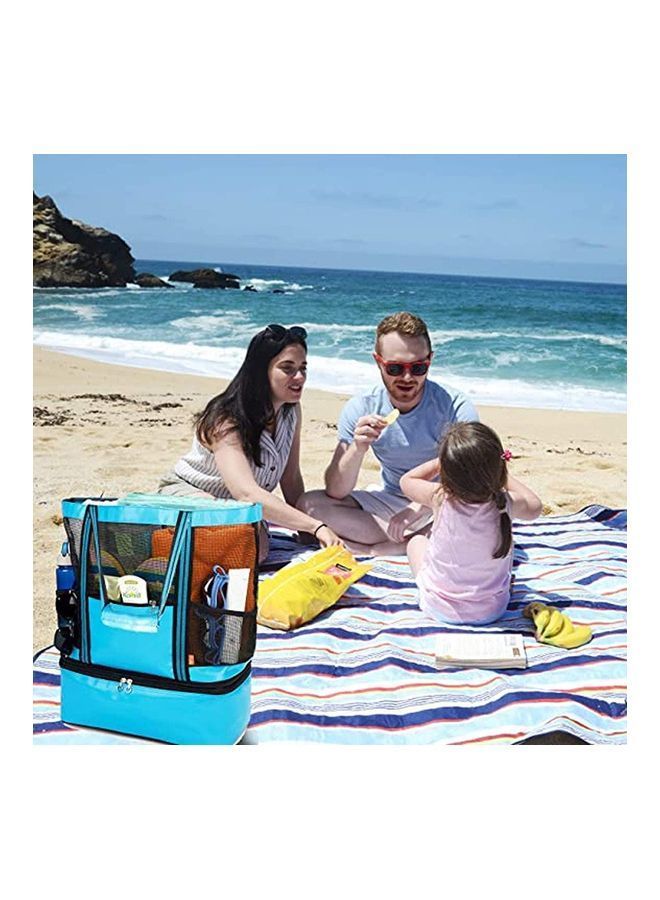 NIBEMINENT Mesh Beach Picnic Tote With Insulated Cooler Bag - Image 5