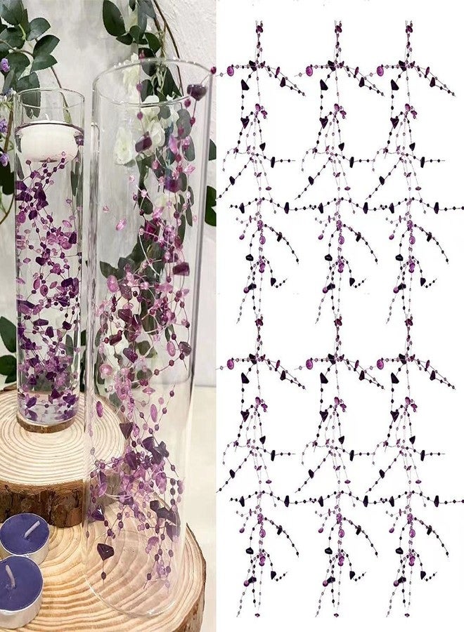 TeaSu 12pcs Purple Crystal String, for Floating Candles Centerpieces Table Decorations, Crystal Bead Filler for Party, Birthday Decorations - Image 1