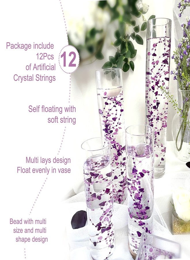 TeaSu 12pcs Purple Crystal String, for Floating Candles Centerpieces Table Decorations, Crystal Bead Filler for Party, Birthday Decorations - Image 2