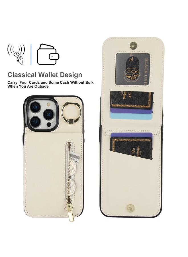 S-TOP Case For iPhone 15 Plus Retro Ring and Zipper RFID Card Slot Phone Case - Image 3