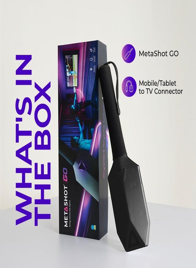 ميتاشوت لعبة مضرب الكريكيت الذكي MetaShot GO باللون الأسود | مضرب كريكيت بمستشعر حركة للتلفزيون والهاتف المحمول | وحدة تحكم ألعاب كريكيت داخلية | لعبة كريكيت متعددة اللاعبين - Image 2
