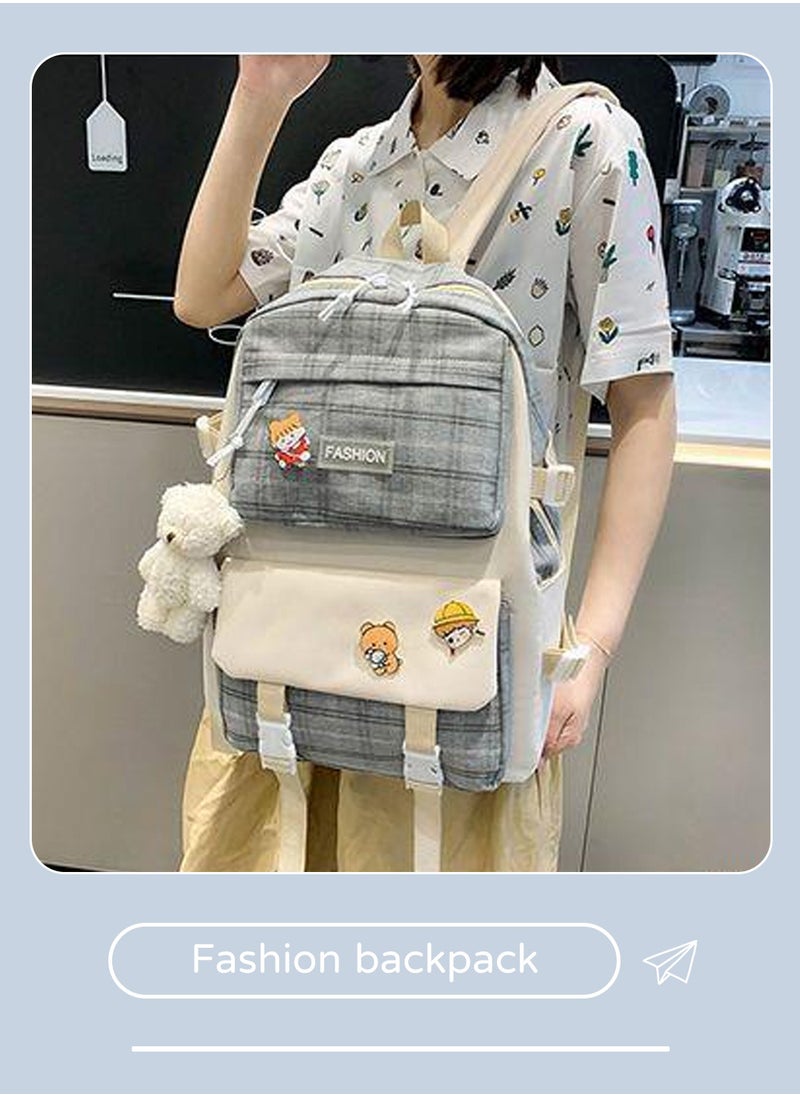 Moovant - 5-Piece Backpack Set, Fashion Functional Schoolbag Suit, Kawaii Backpack, Practical Shoulder Bag, with Random Pendant, Convenient for School, Travel, Commuting - Image 1