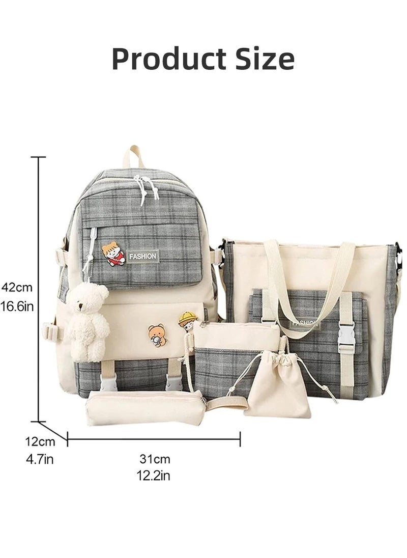 Moovant - 5-Piece Backpack Set, Fashion Functional Schoolbag Suit, Kawaii Backpack, Practical Shoulder Bag, with Random Pendant, Convenient for School, Travel, Commuting - Image 1